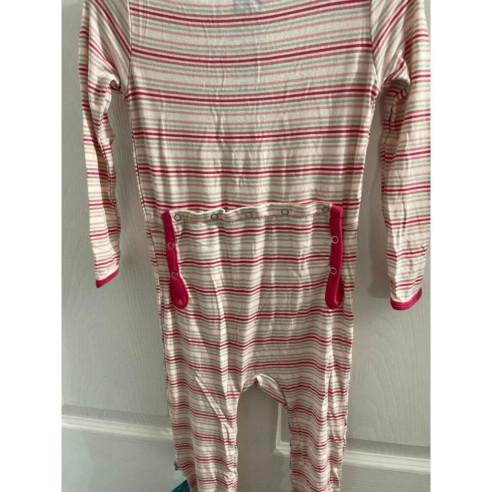 KicKee Pants Girl's Bamboo Fitted Coverall Desert Stripe Size 4T New With Tags